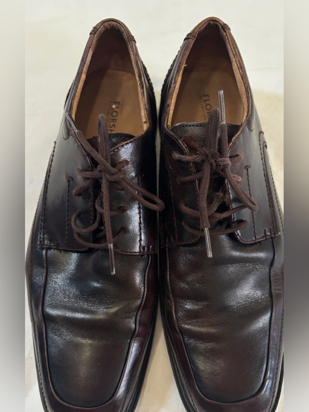 Florsheim Men’s Size 10 Brown Leather Square Toe Derby Dress Shoes